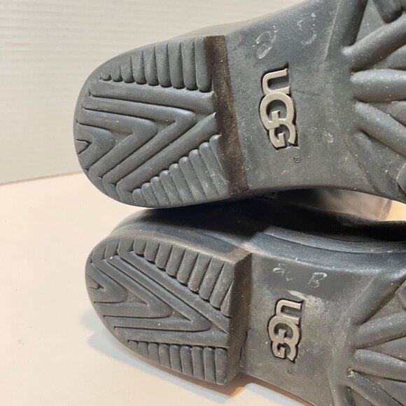 UGG Women's Black Leather & Gray Wool Tall Boots with Buckle Accent 9.5 - Picture 8 of 16